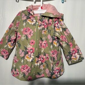 Little Me Floral Kids rain Jacket with Hood NWT